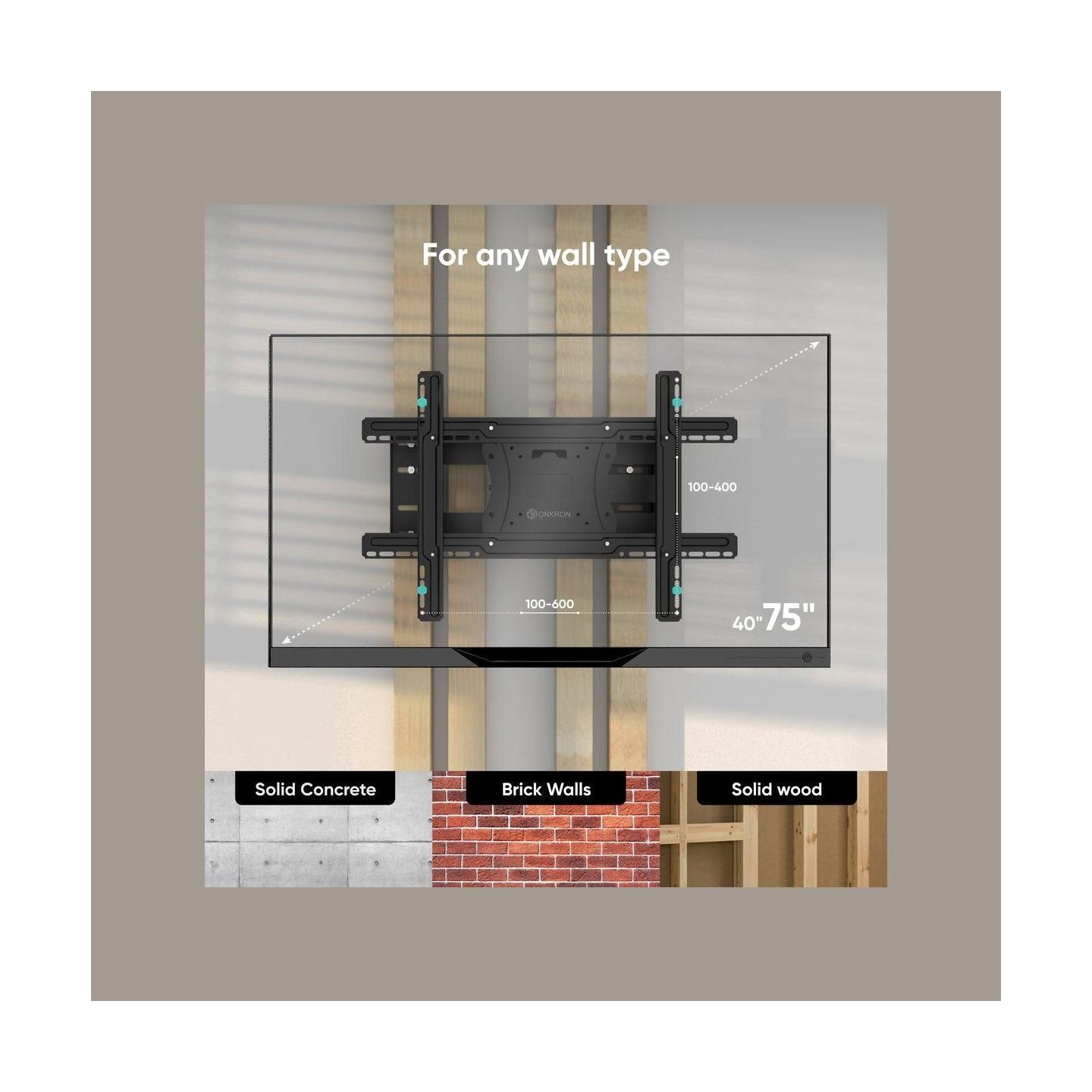 Onkron TV SET ACC WALL MOUNT/40-75"/BLACK M7L-B ONKRON