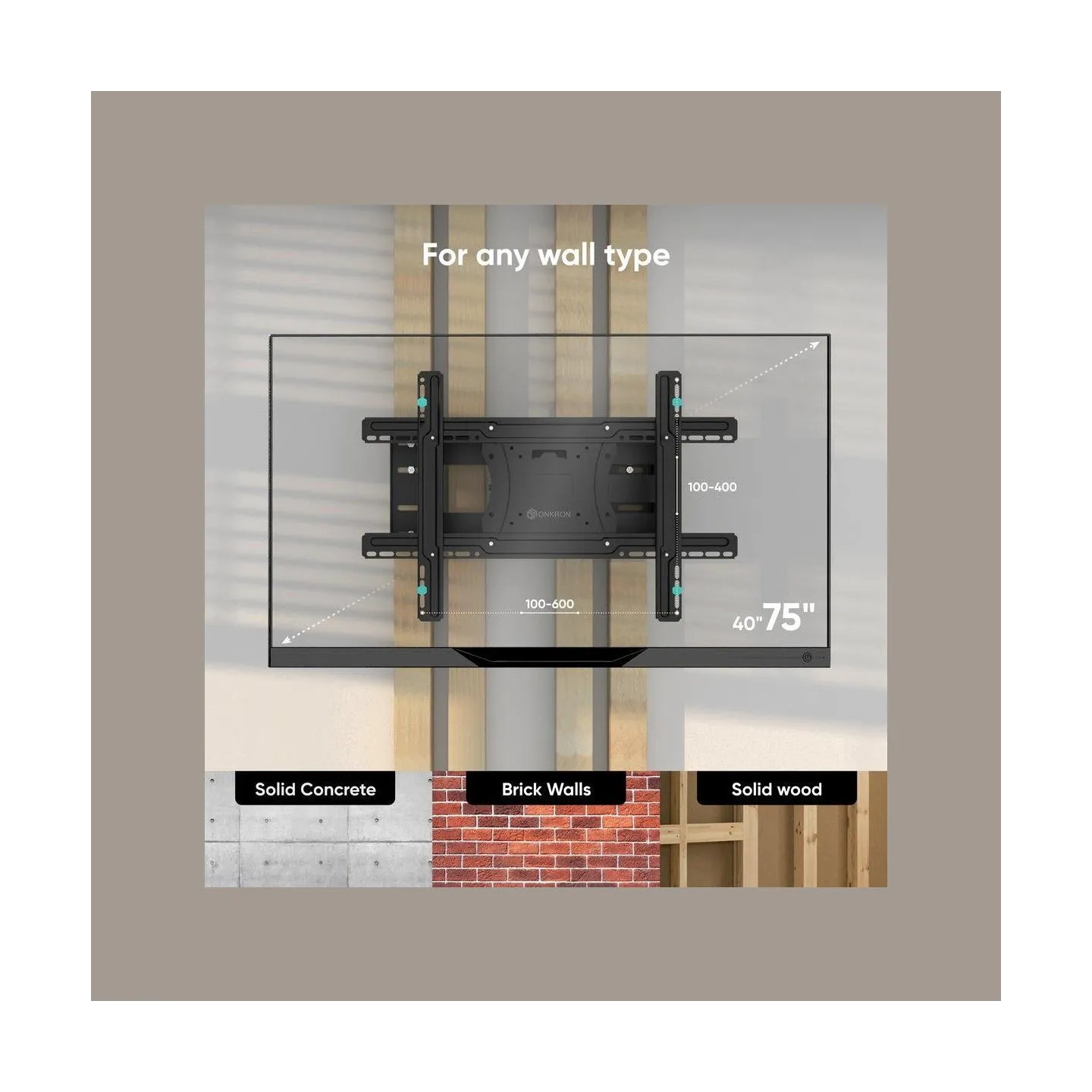 Onkron TV SET ACC WALL MOUNT/40-75"/BLACK M7L-B ONKRON