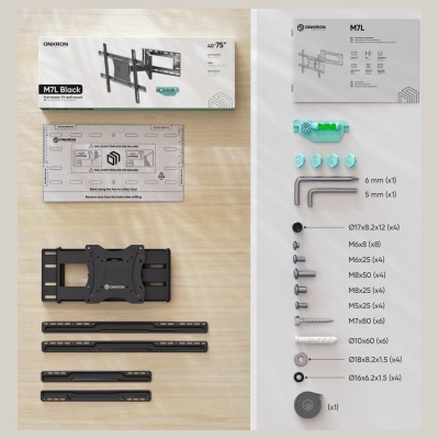 Onkron TV SET ACC WALL MOUNT/40-75"/BLACK M7L-B ONKRON