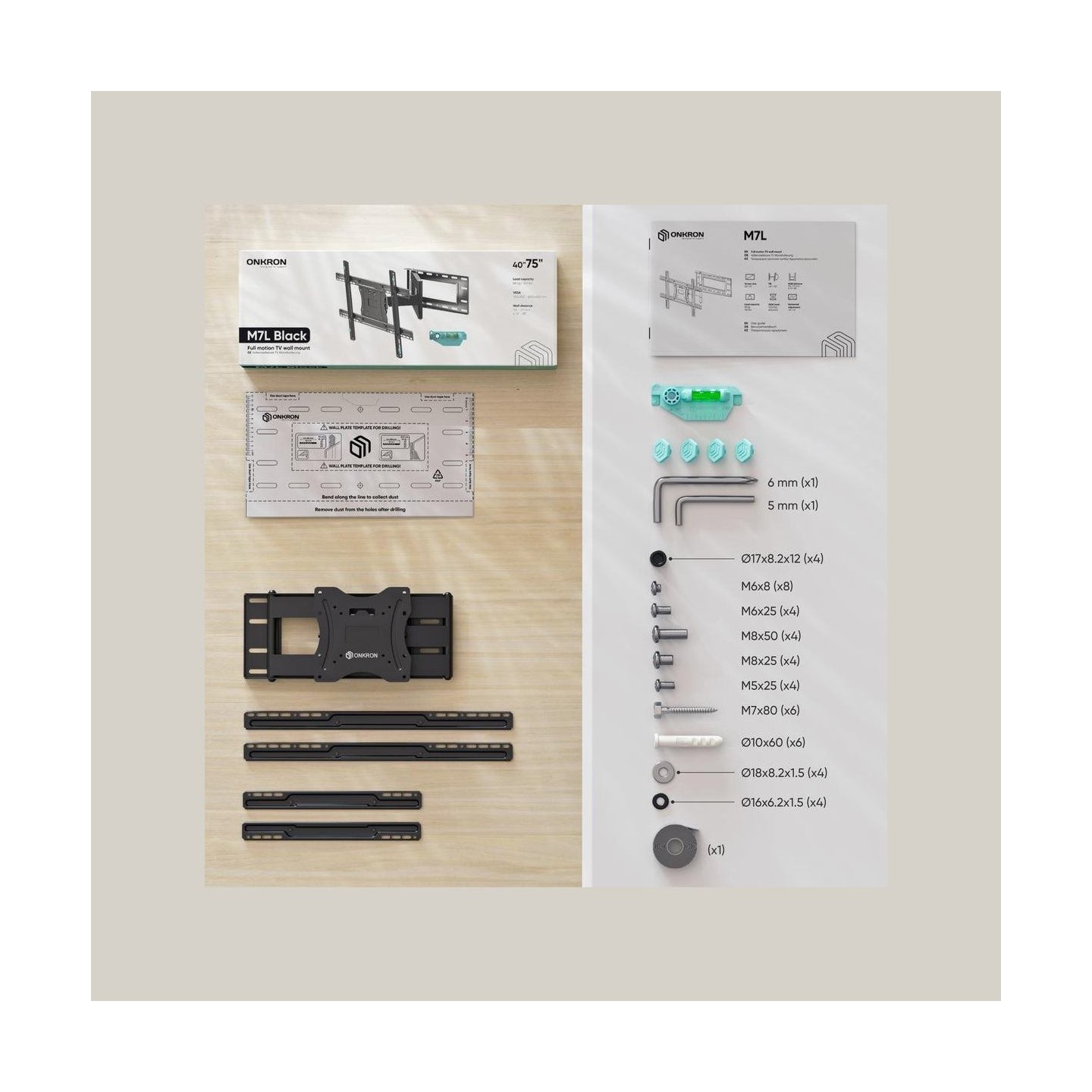 Onkron TV SET ACC WALL MOUNT/40-75"/BLACK M7L-B ONKRON