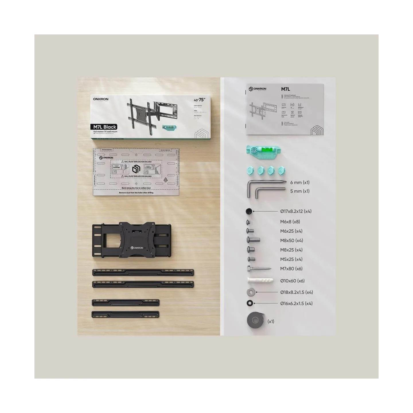 Onkron TV SET ACC WALL MOUNT/40-75"/BLACK M7L-B ONKRON
