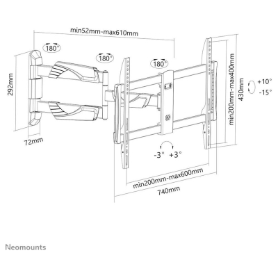 Neomounts TV SET ACC WALL MOUNT 32-60"/BLACK NM-W460BLACK NEOMOUNTS