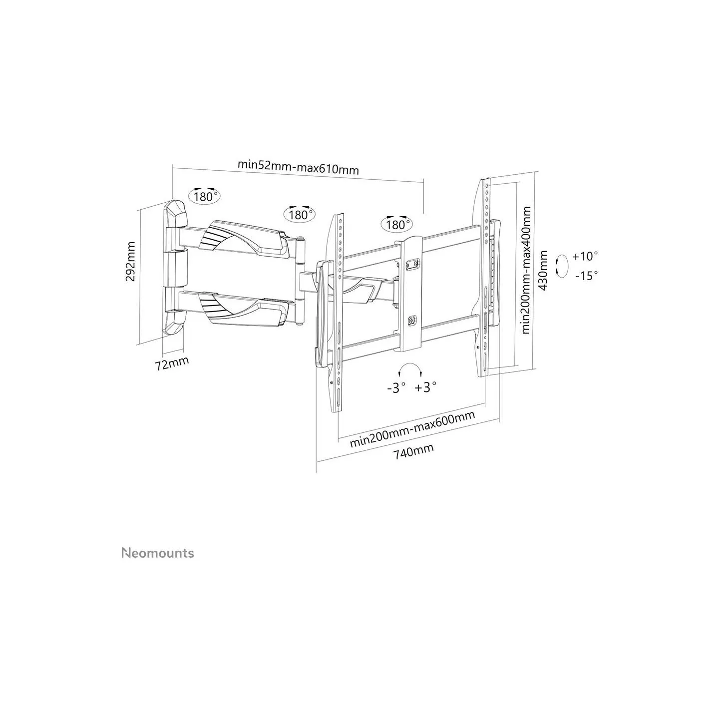 Neomounts TV SET ACC WALL MOUNT 32-60"/BLACK NM-W460BLACK NEOMOUNTS