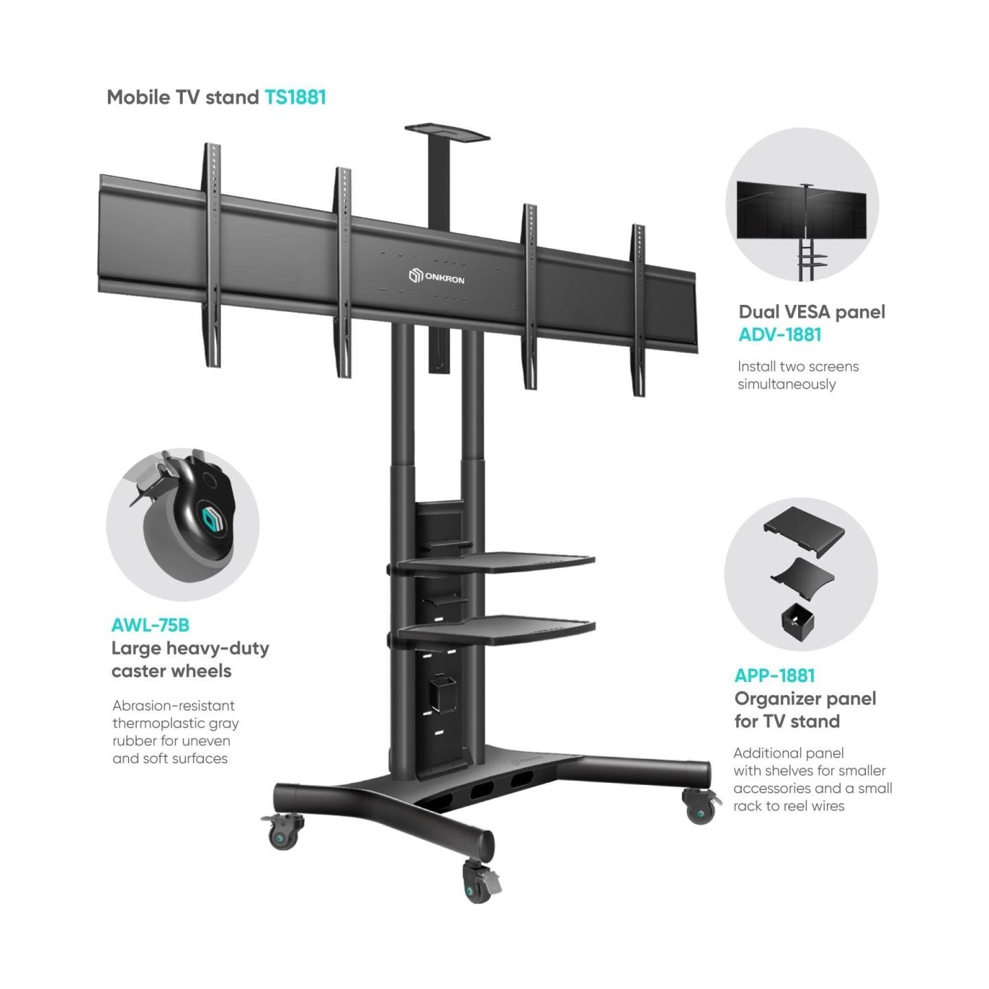 Onkron TV SET ACC DUAL VESA PANEL/ADV1881-B ONKRON