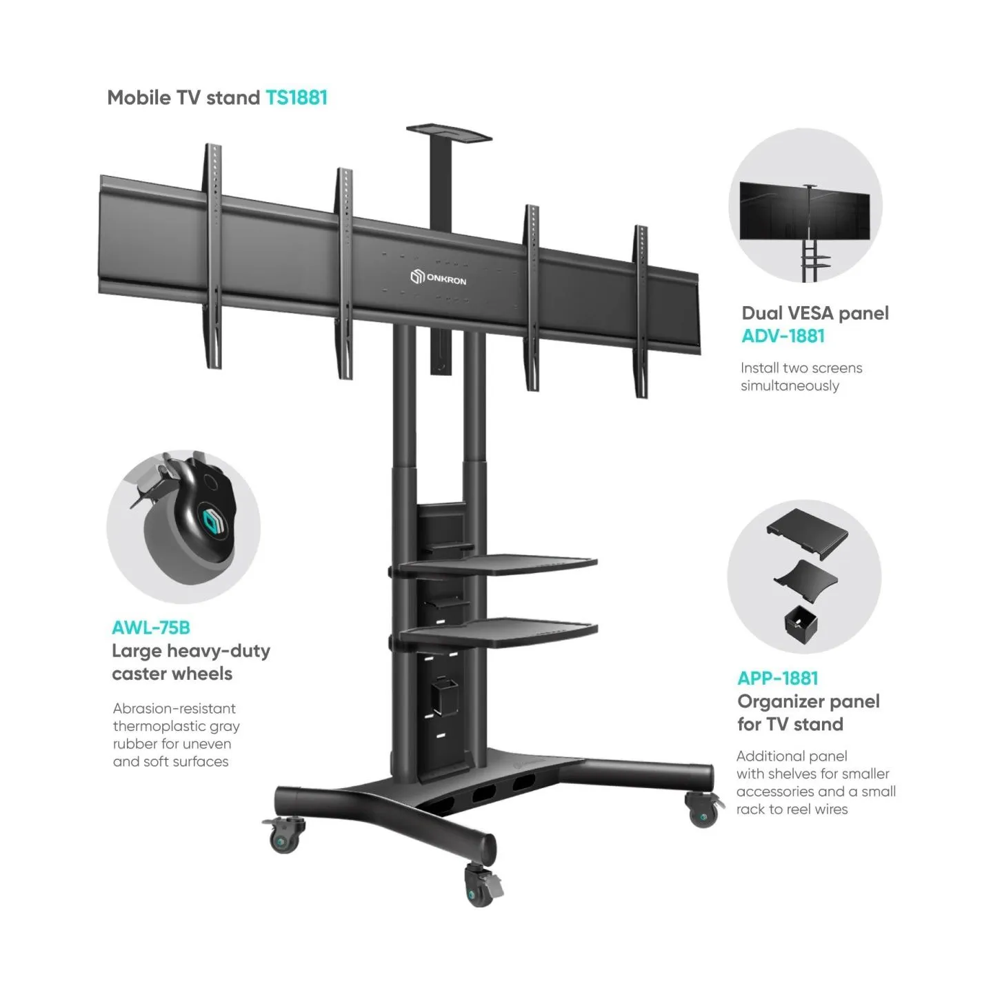Onkron TV SET ACC DUAL VESA PANEL/ADV1881-B ONKRON