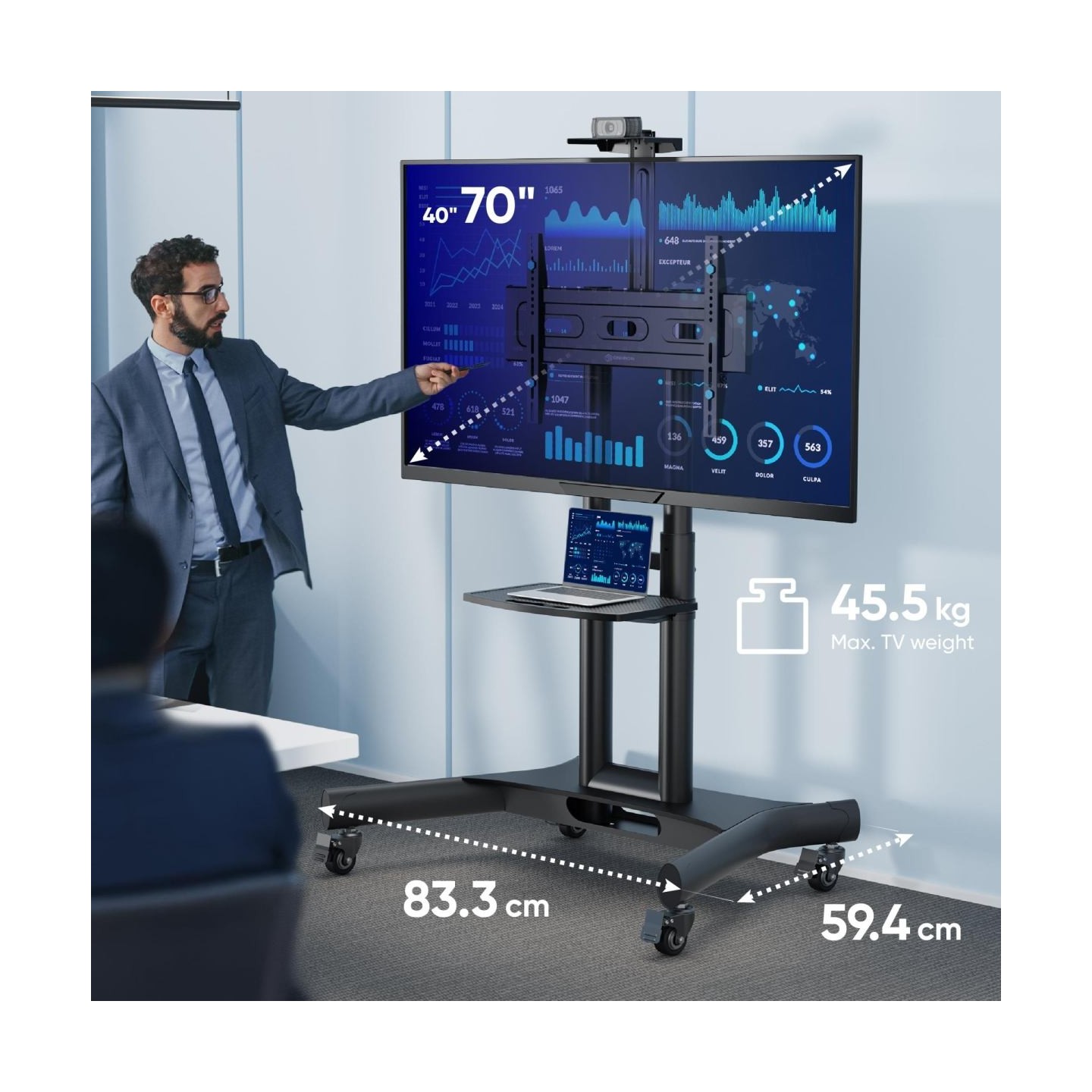 Onkron TV SET ACC MOBILE STAND/40-70"/BLACK TS1551-B ONKRON
