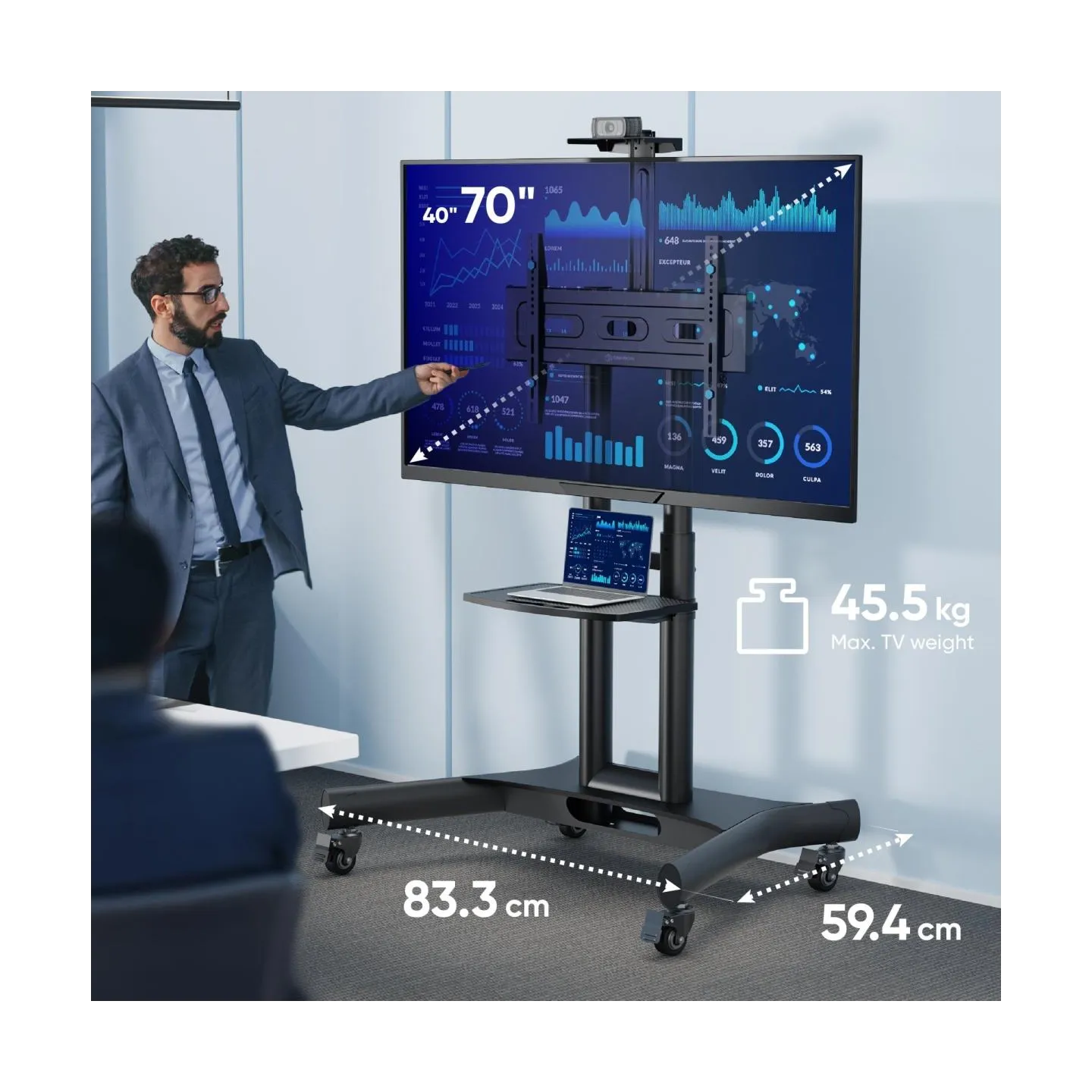 Onkron TV SET ACC MOBILE STAND/40-70"/BLACK TS1551-B ONKRON