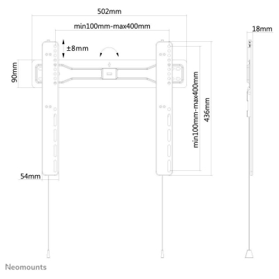 Neomounts FIXED WALL MOUNT LED-W400BLACK 32-55'' 100X100-400X400 35KG