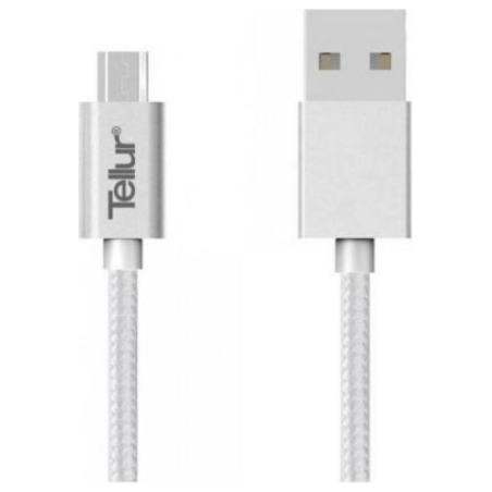 Tellur Data cable, USB to Micro USB, Nylon Braided, 1m silver