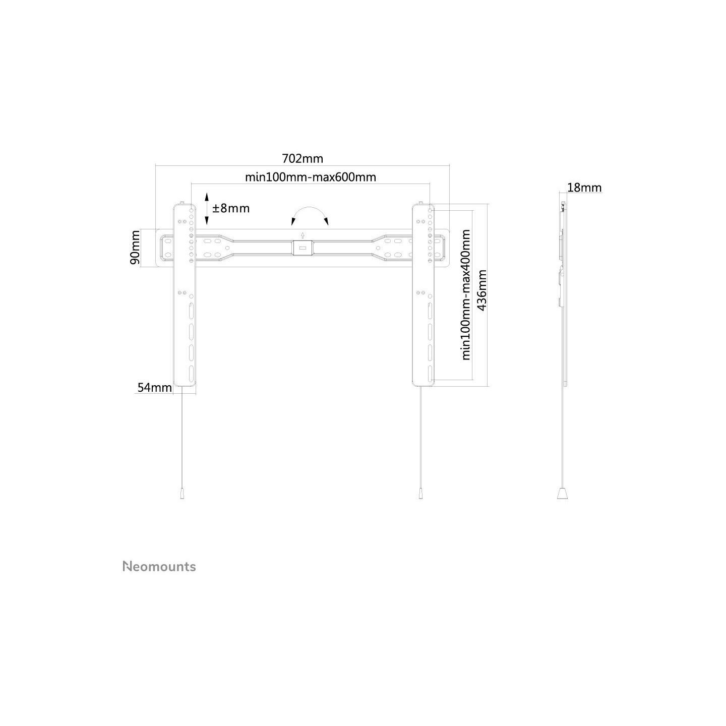 Neomounts TV SET ACC WALL MOUNT/37-75" LED-W600BLACK NEOMOUNTS
