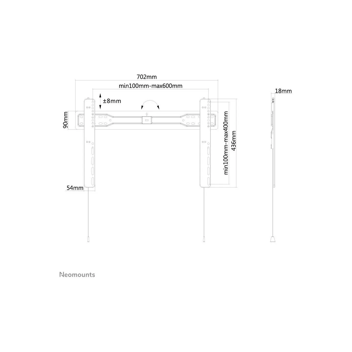 Neomounts TV SET ACC WALL MOUNT/37-75" LED-W600BLACK NEOMOUNTS