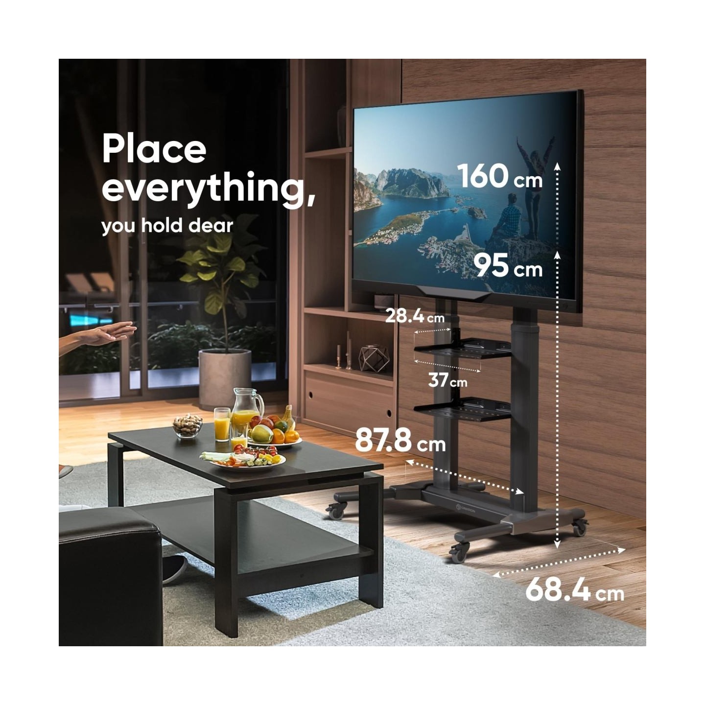 Onkron TV SET ACC MOBILE STAND/40-80"/BLACK TS2771-B ONKRON