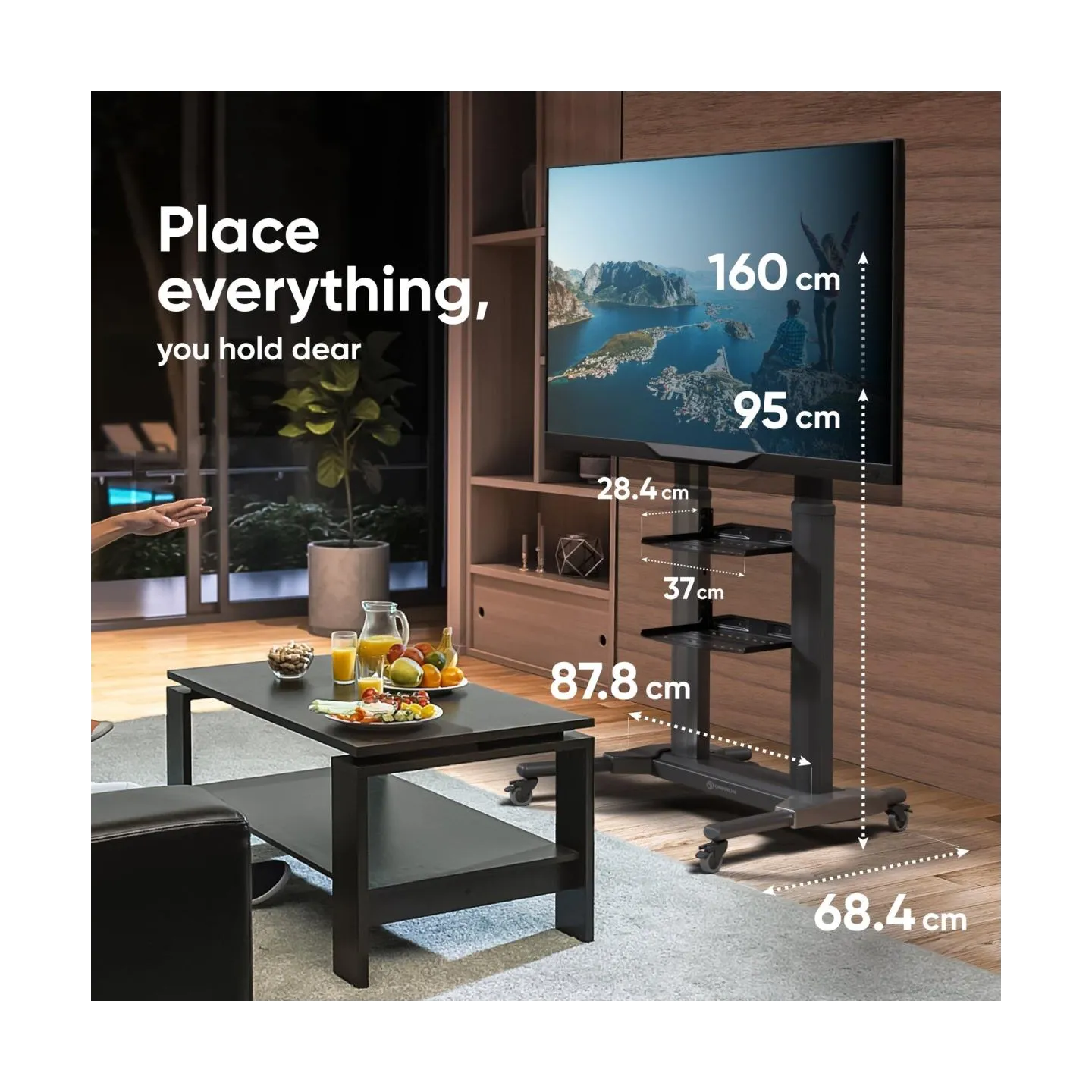 Onkron TV SET ACC MOBILE STAND/40-80"/BLACK TS2771-B ONKRON