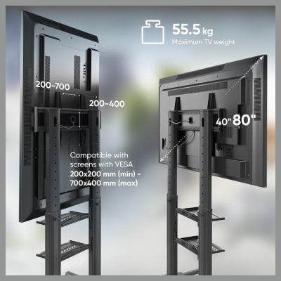 Onkron TV SET ACC MOBILE STAND/40-80"/BLACK TS2771-B ONKRON