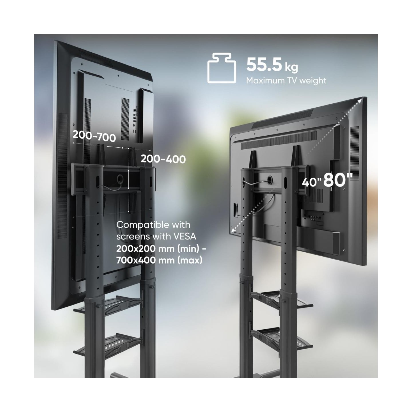 Onkron TV SET ACC MOBILE STAND/40-80"/BLACK TS2771-B ONKRON