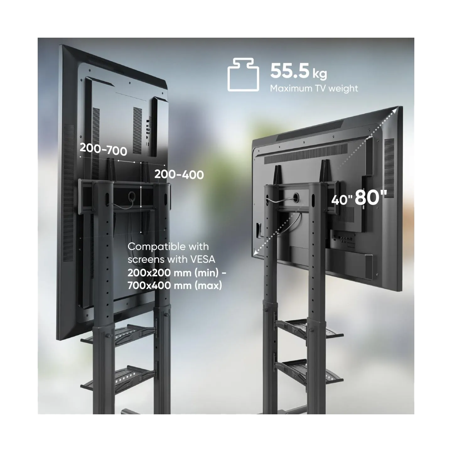 Onkron TV SET ACC MOBILE STAND/40-80"/BLACK TS2771-B ONKRON