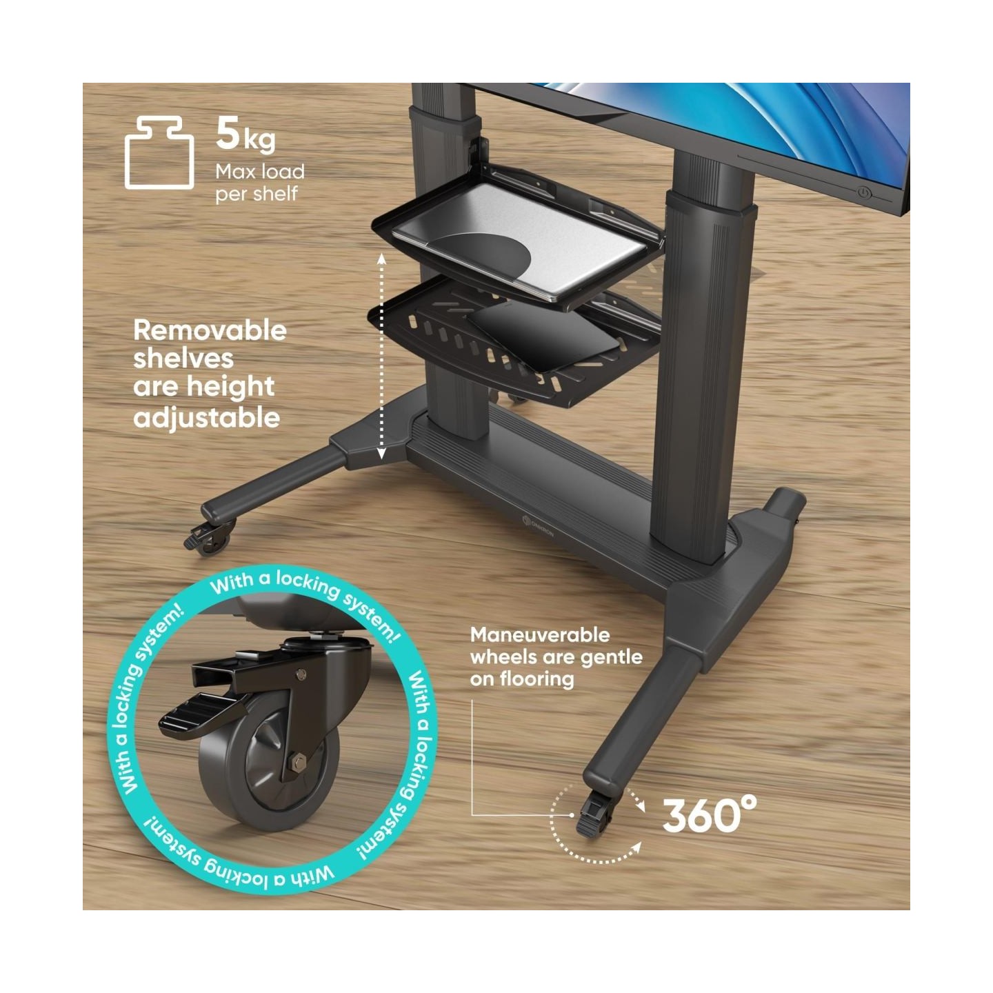 Onkron TV SET ACC MOBILE STAND/40-80"/BLACK TS2771-B ONKRON