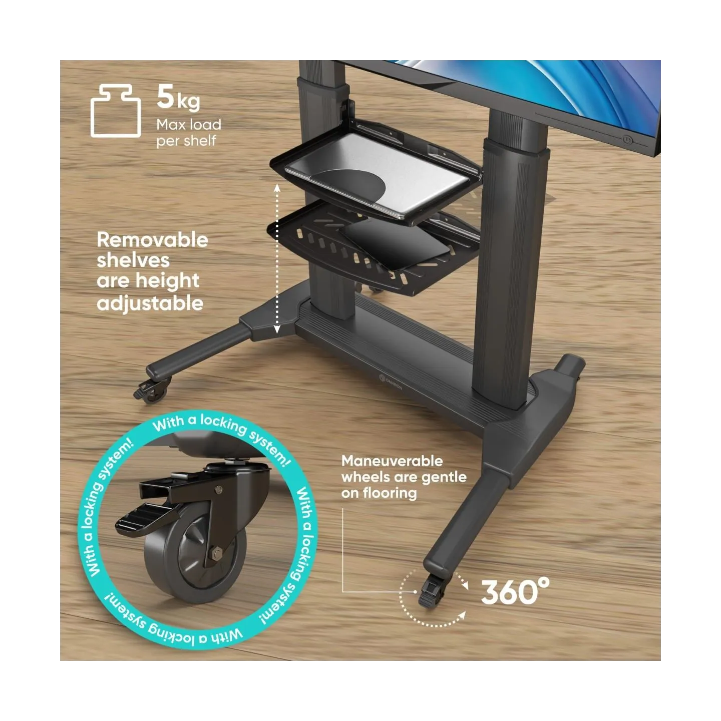 Onkron TV SET ACC MOBILE STAND/40-80"/BLACK TS2771-B ONKRON