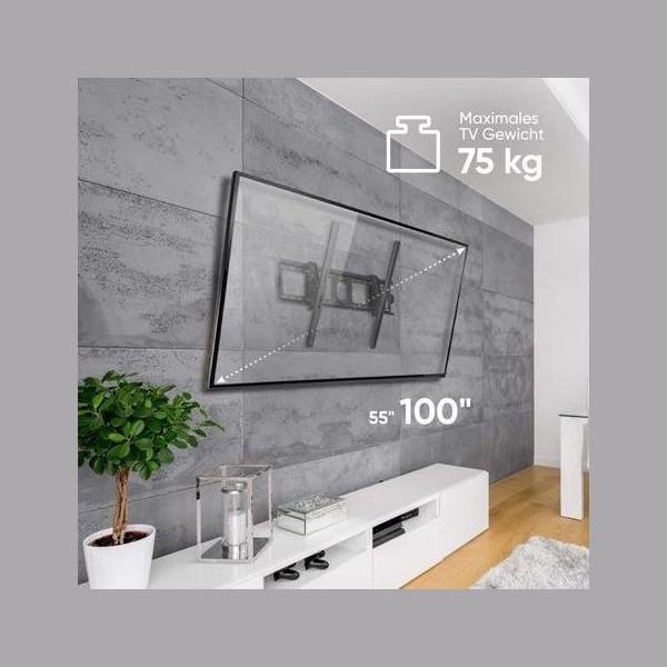 Onkron TV SET ACC WALL MOUNT/55-100"/BLACK UT4-B ONKRON