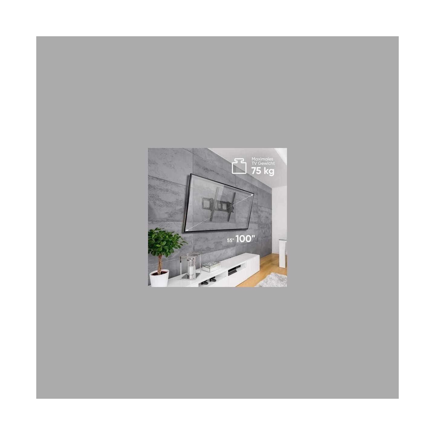 Onkron TV SET ACC WALL MOUNT/55-100"/BLACK UT4-B ONKRON