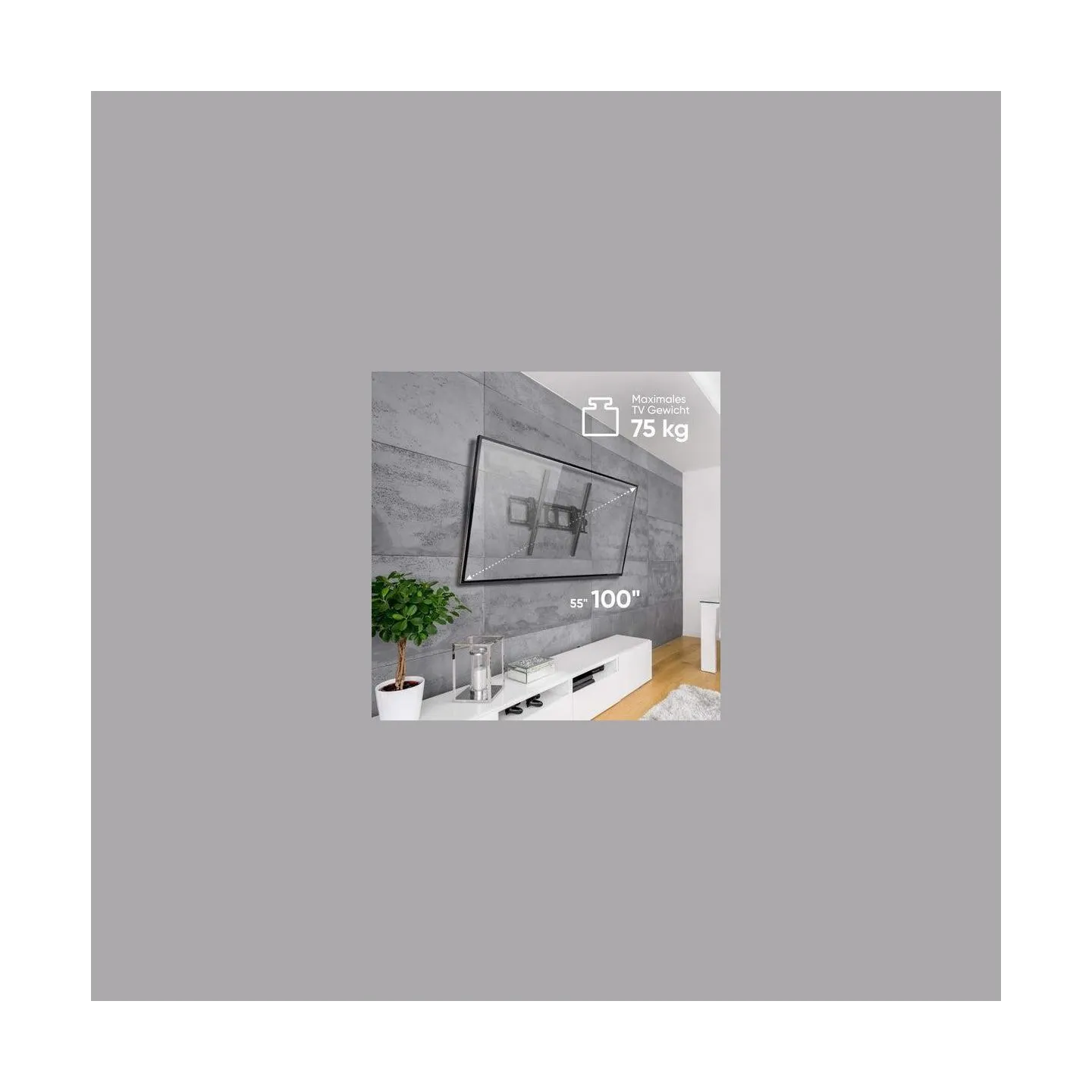Onkron TV SET ACC WALL MOUNT/55-100"/BLACK UT4-B ONKRON