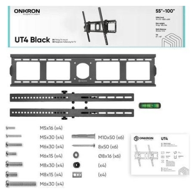 Onkron TV SET ACC WALL MOUNT/55-100"/BLACK UT4-B ONKRON