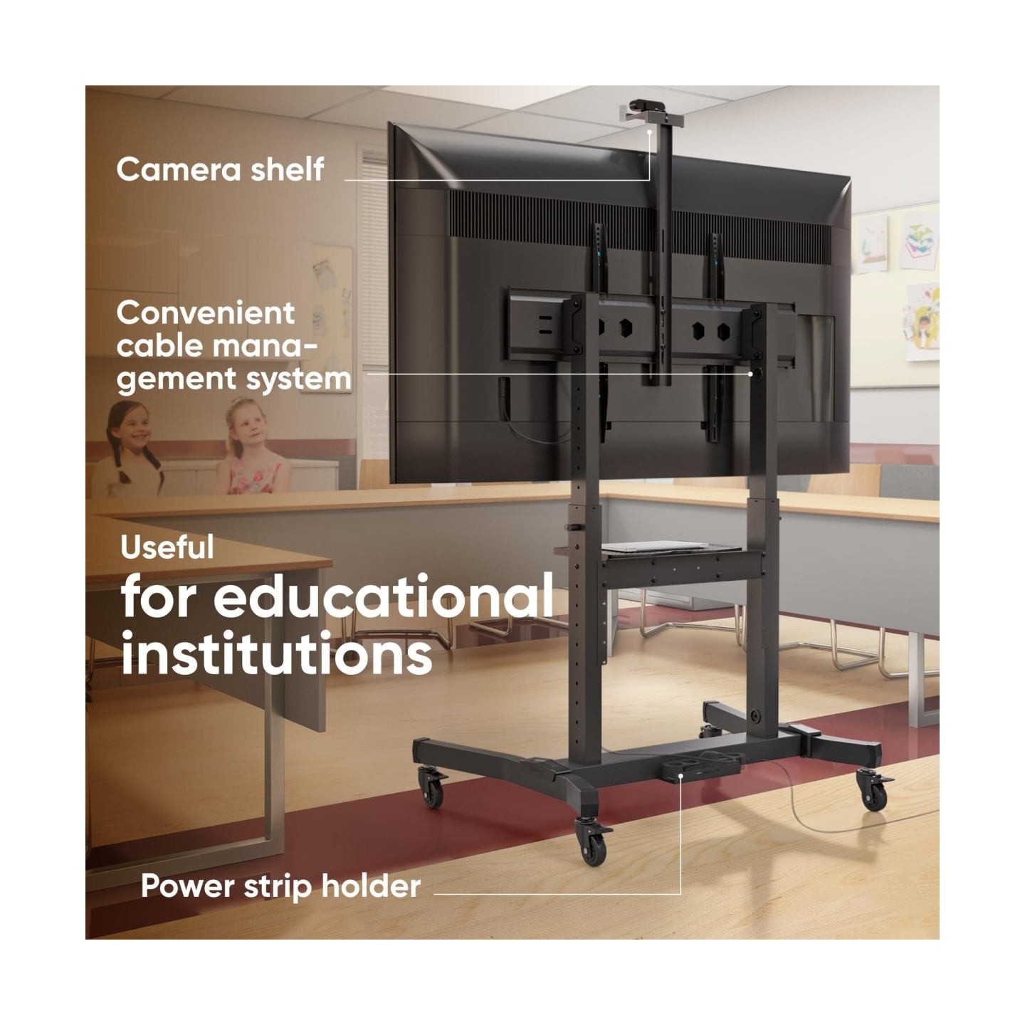 Onkron Mobile TV Stand Rolling TV Cart for 50 to 100-Inch Screens up to 120 kg, black