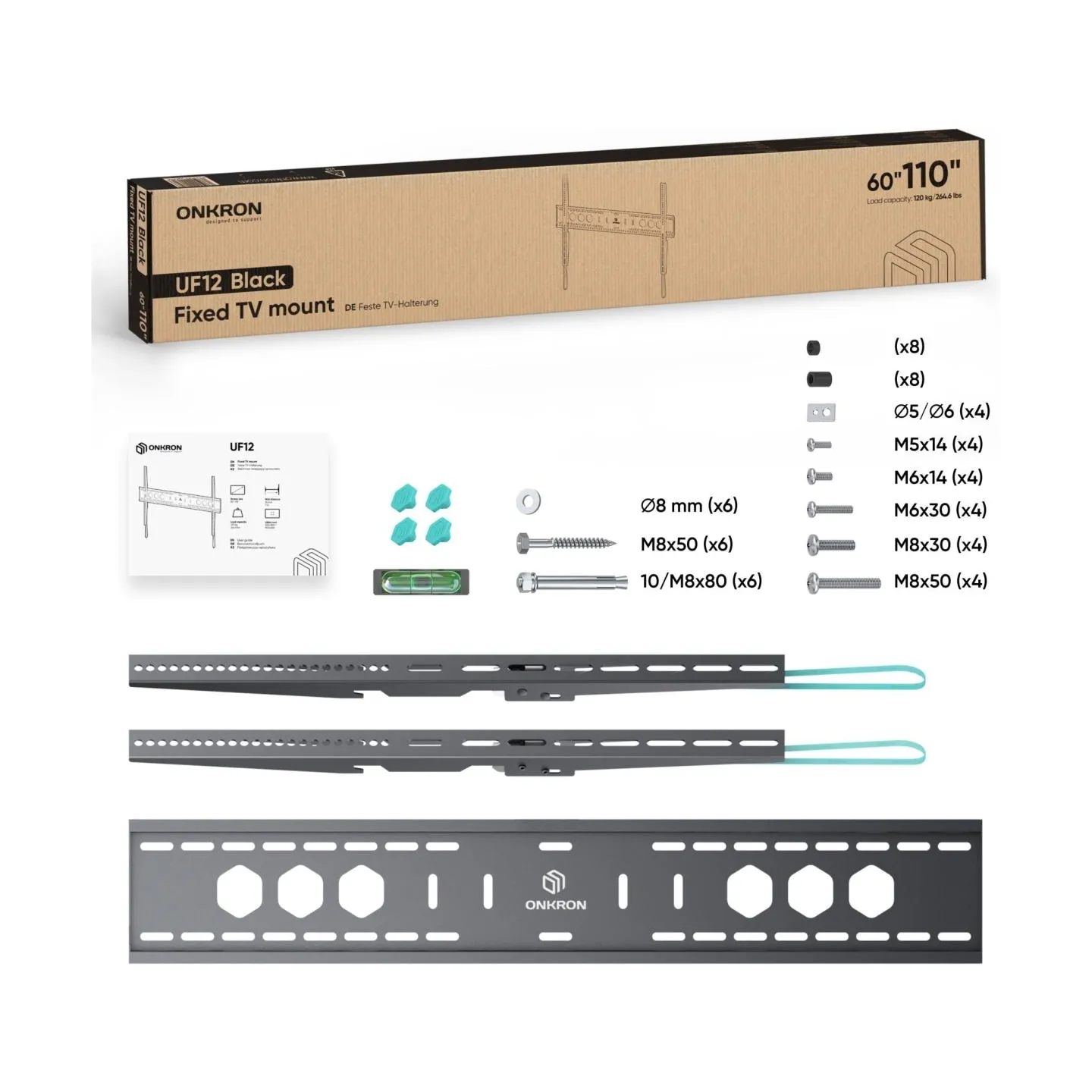 Onkron TV SET ACC WALL MOUNT/60-110"/BLACK UF12-B ONKRON