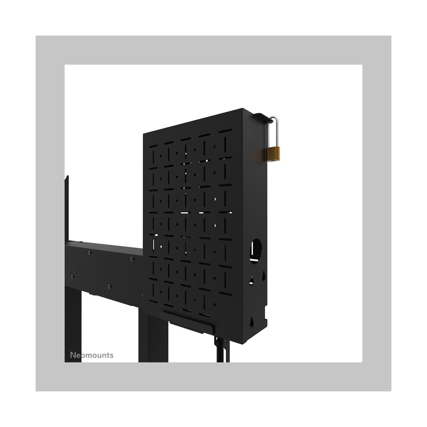 Neomounts BY NEWSTAR MOTORISED WALL STAND INCL. STORAGE BOX, 10 CM. WHEELS VESA 100X100 UP TO 800X600 BLACK
