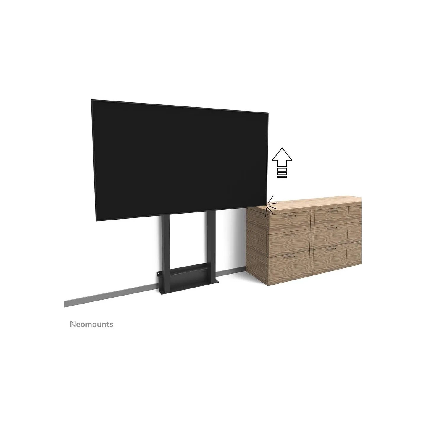 Neomounts BY NEWSTAR MOTORISED WALL STAND INCL. STORAGE BOX, 10 CM. WHEELS VESA 100X100 UP TO 800X600 BLACK