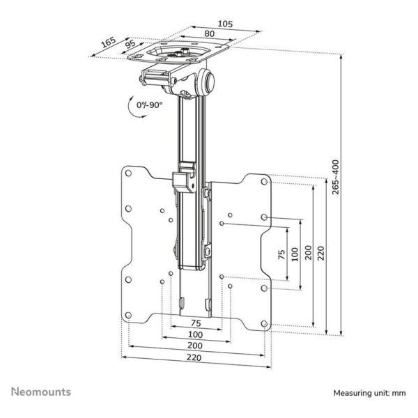 Neomounts NEWSTAR FLAT SCREEN CEILING MOUNT (HEIGHT: 26,5-40 CM) 10-40" BLACK