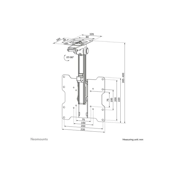 Neomounts NEWSTAR FLAT SCREEN CEILING MOUNT (HEIGHT: 26,5-40 CM) 10-40" BLACK
