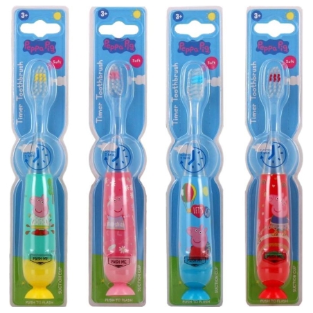 Peppa Pig Flashing Toothbrush Set with Suction Cap Different Colors 4 pcs