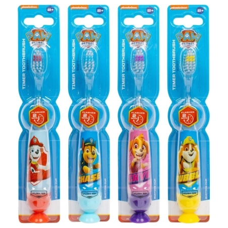 Paw Patrol Flashing Toothbrush Set with Suction Cap Different Colors 4 pcs