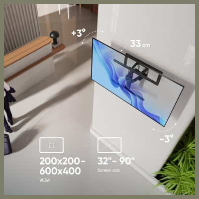 Onkron TV SET ACC WALL MOUNT /32-90"/BLACK SM6-B ONKRON