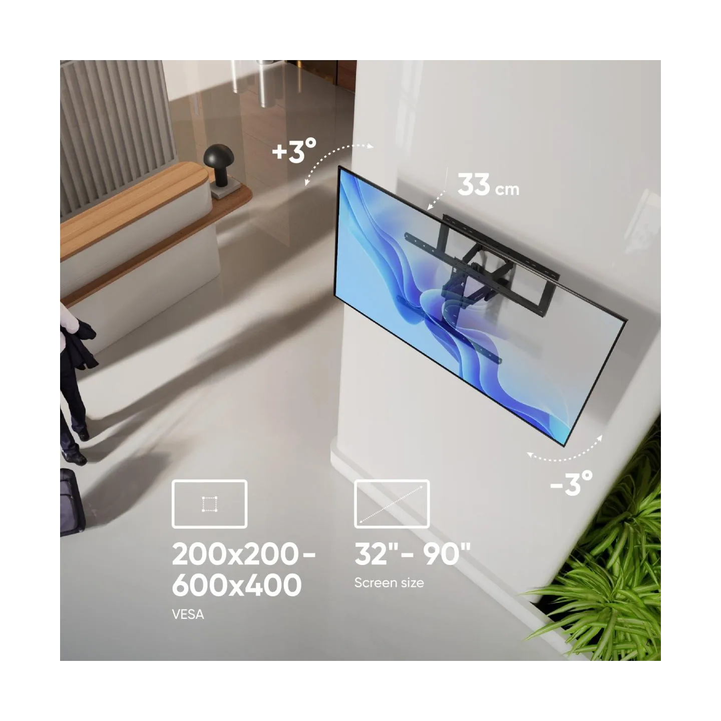 Onkron TV SET ACC WALL MOUNT /32-90"/BLACK SM6-B ONKRON