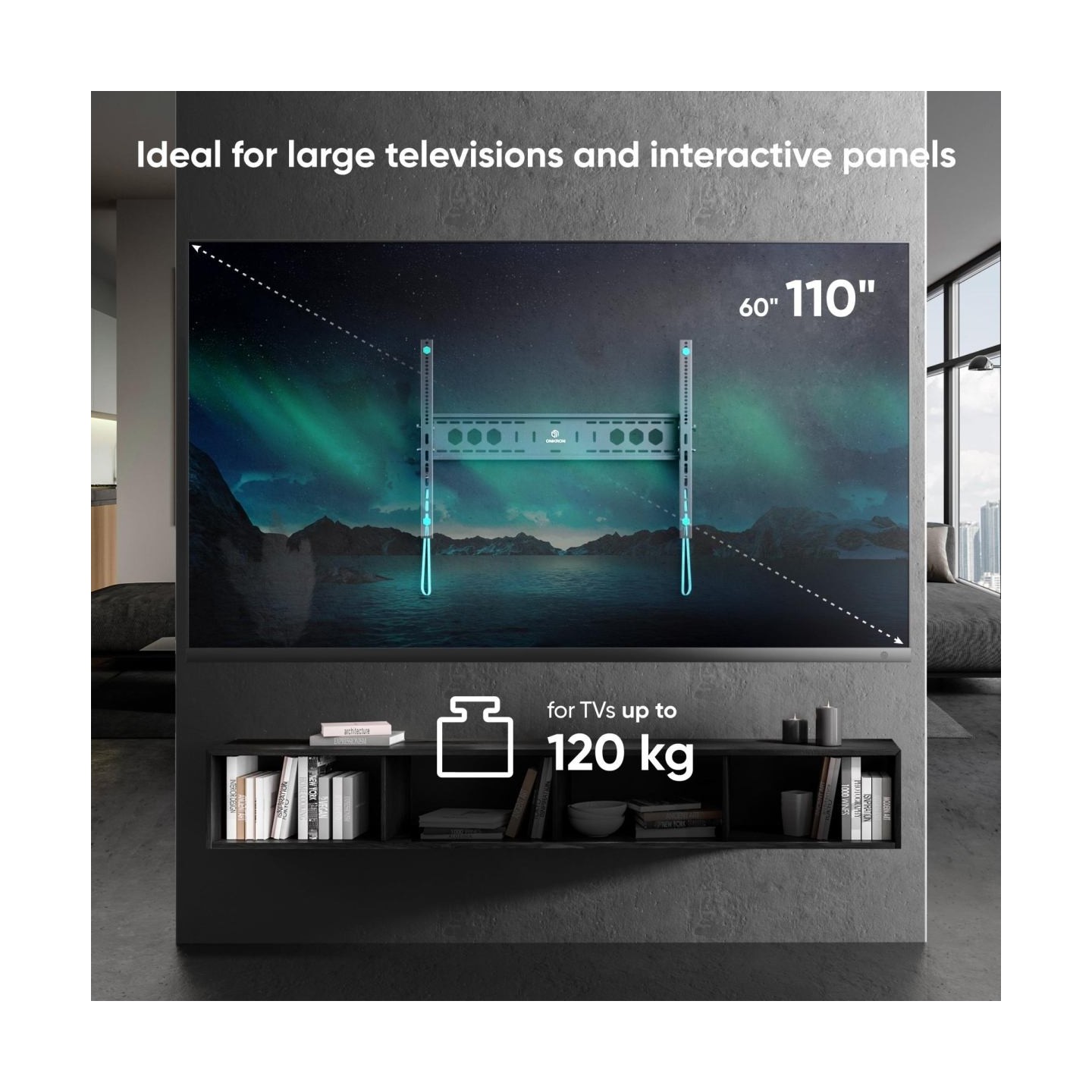 Onkron TV SET ACC WALL MOUNT/60-110"/BLACK UT12-B ONKRON