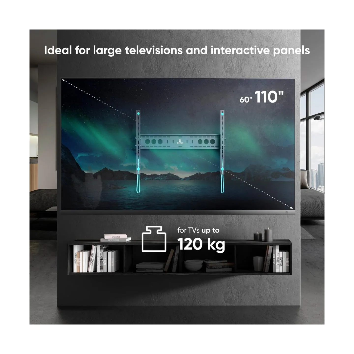 Onkron TV SET ACC WALL MOUNT/60-110"/BLACK UT12-B ONKRON