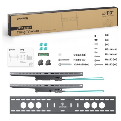 Onkron TV SET ACC WALL MOUNT/60-110"/BLACK UT12-B ONKRON