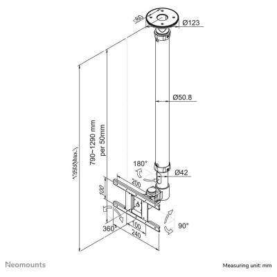 Neomounts TV SET ACC CEILING MOUNT 10-26/FPMA-C100WHITE NEOMOUNTS
