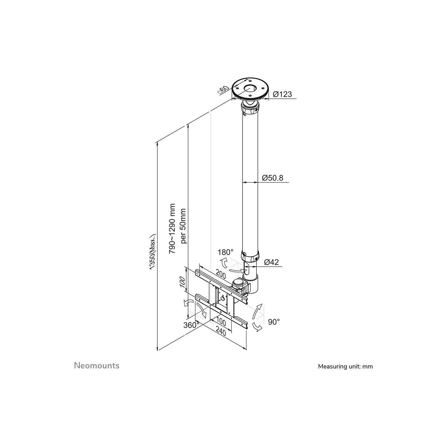 Neomounts TV SET ACC CEILING MOUNT 10-26/FPMA-C100WHITE NEOMOUNTS