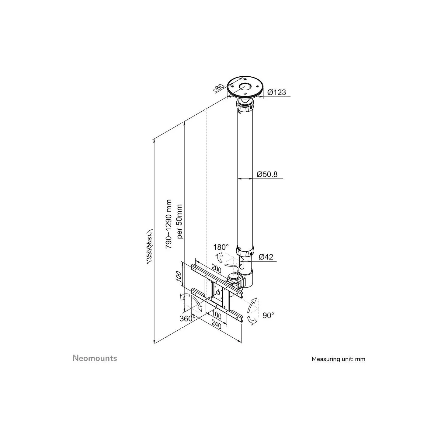 Neomounts TV SET ACC CEILING MOUNT 10-26/FPMA-C100WHITE NEOMOUNTS
