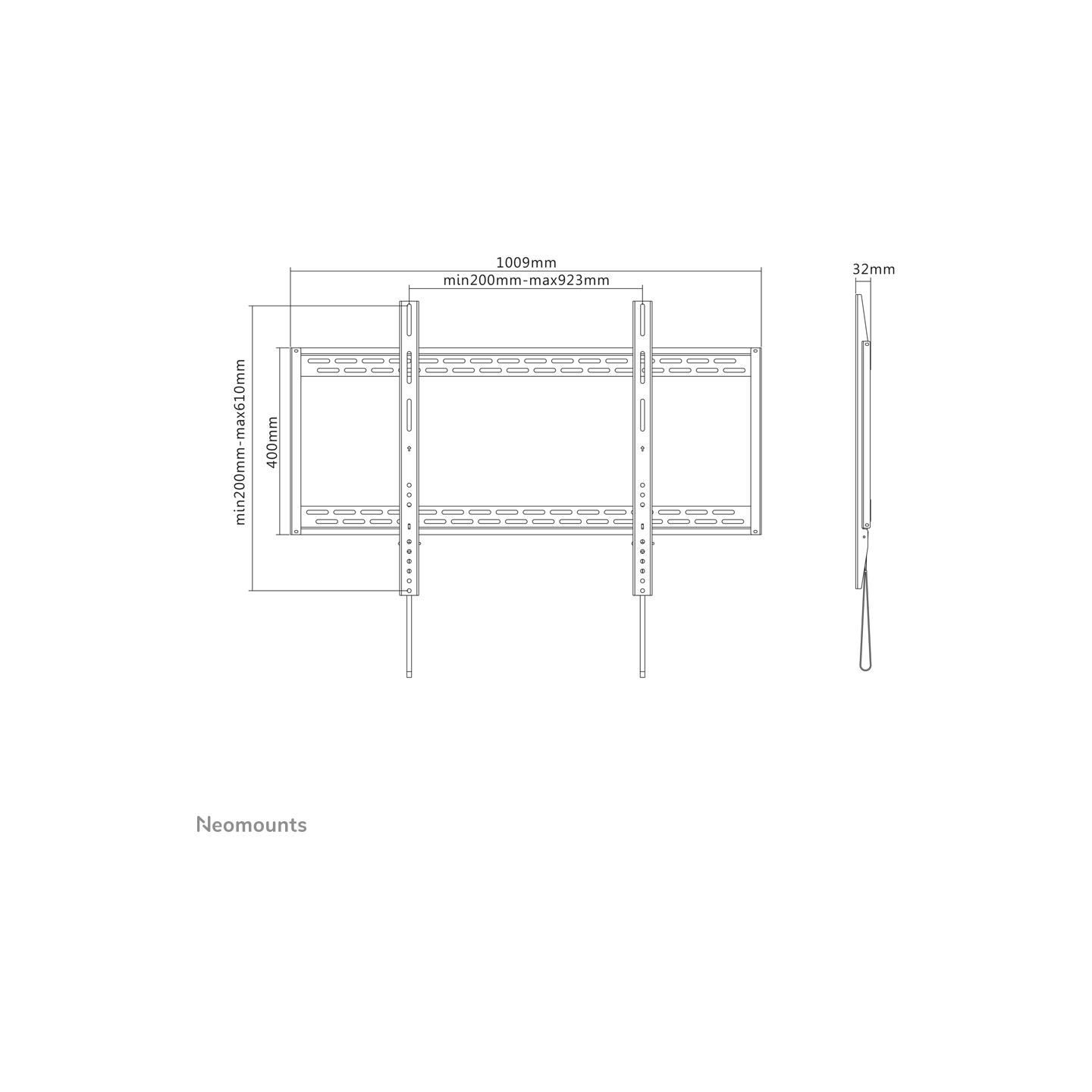 Neomounts NEWSTAR FLAT SCREEN WALL MOUNT - IDEAL FOR LARGE FORMAT DISPLAYS (FIXED) - 125KG 60-100" BLACK