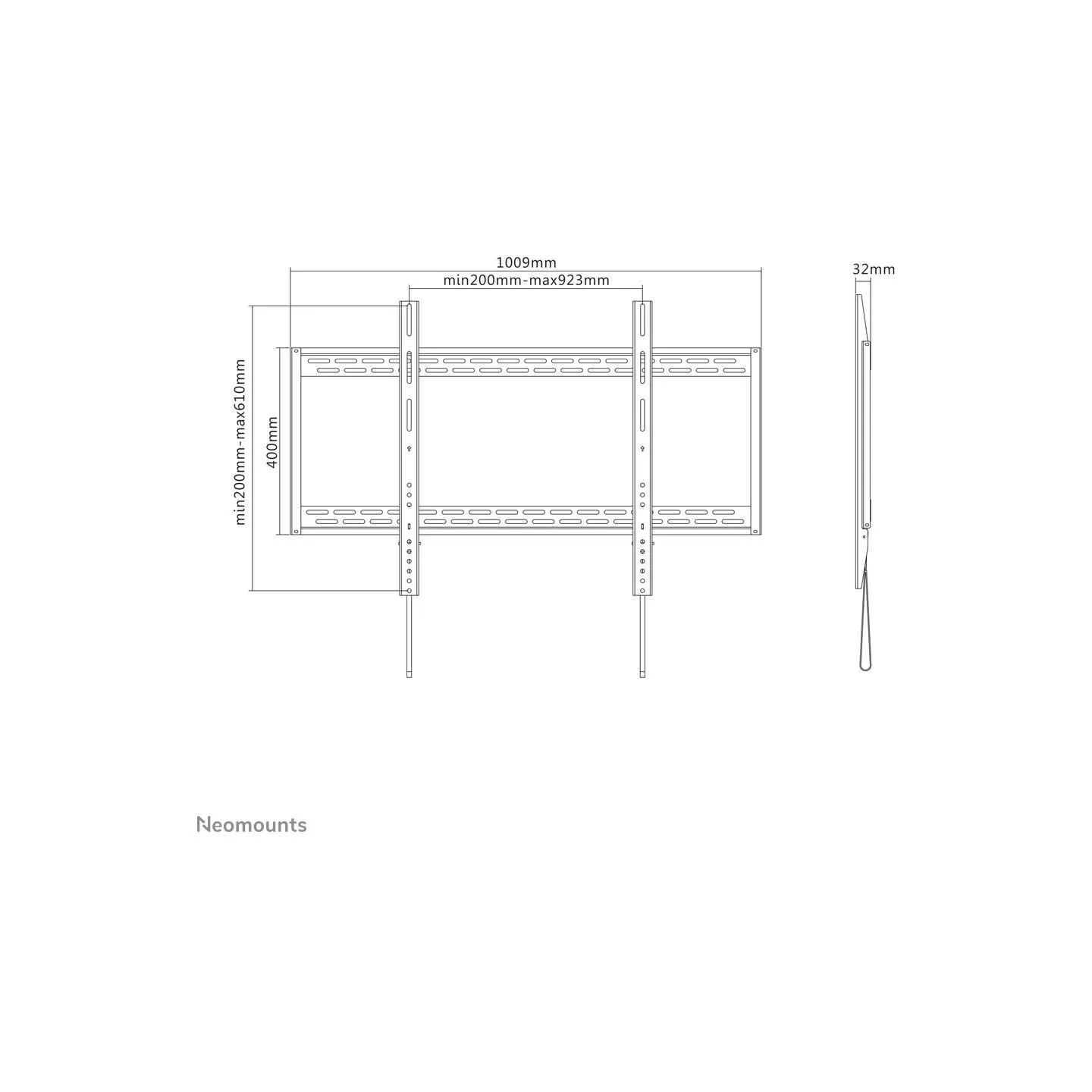 Neomounts NEWSTAR FLAT SCREEN WALL MOUNT - IDEAL FOR LARGE FORMAT DISPLAYS (FIXED) - 125KG 60-100" BLACK