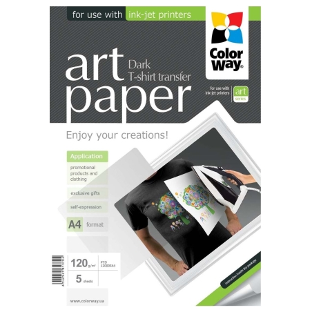 Colorway ART T-shirt transfer (dark) | Photo Paper | 120 g/m² | A4 | A4