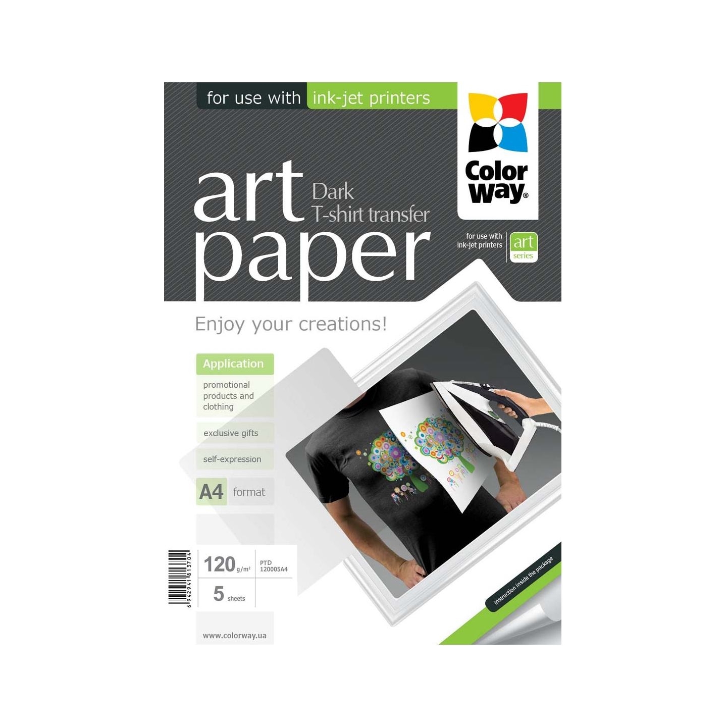 Colorway ART T-shirt transfer (dark) | Photo Paper | 120 g/m² | A4 | A4