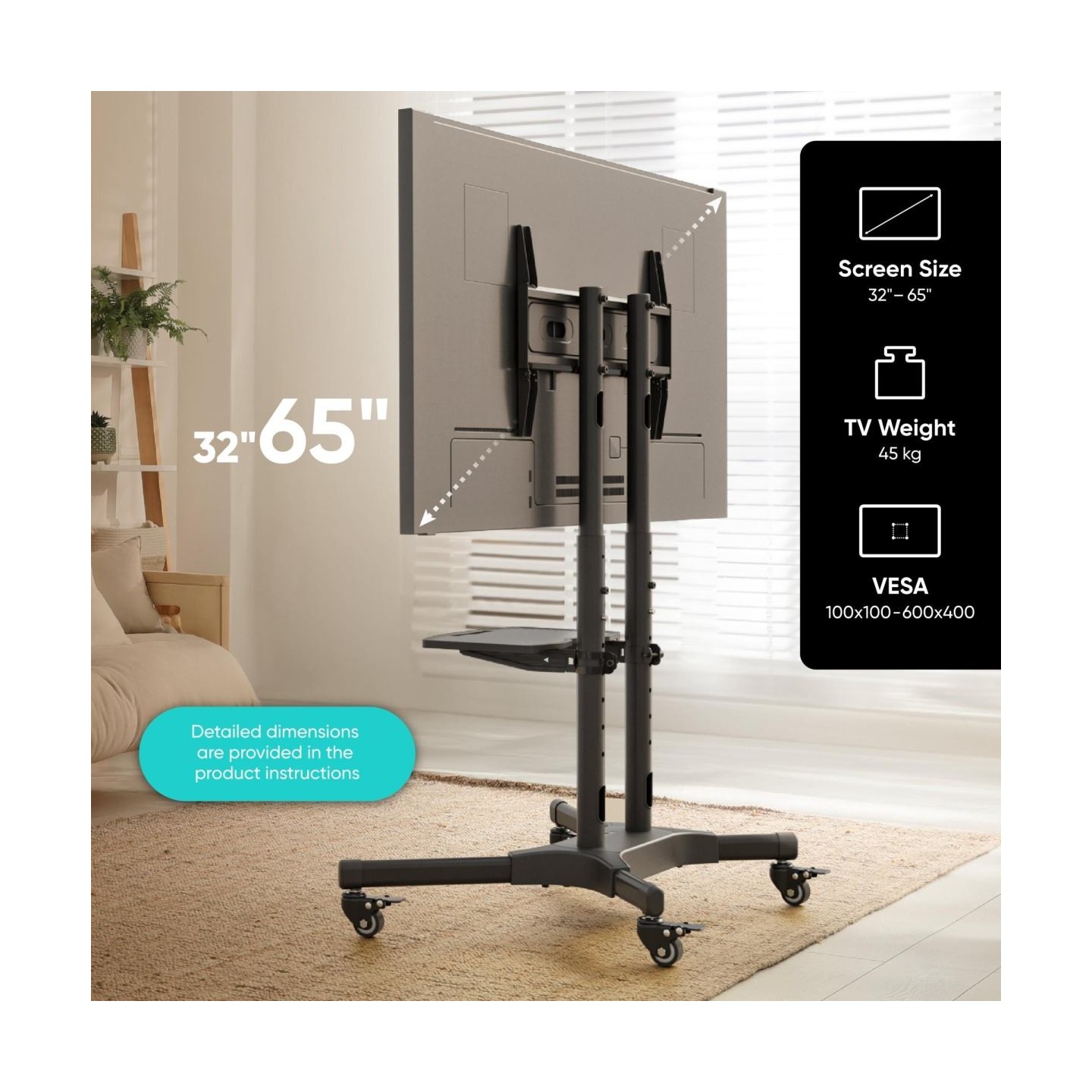 Onkron TV SET ACC MOBILE STAND/32-65"/BLACK TS1351-B ONKRON