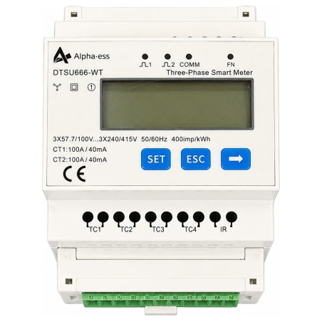 Alphaess DTSU666 3CT 400V with CT 100A with PLUG Guide rail, 4P, English Corum