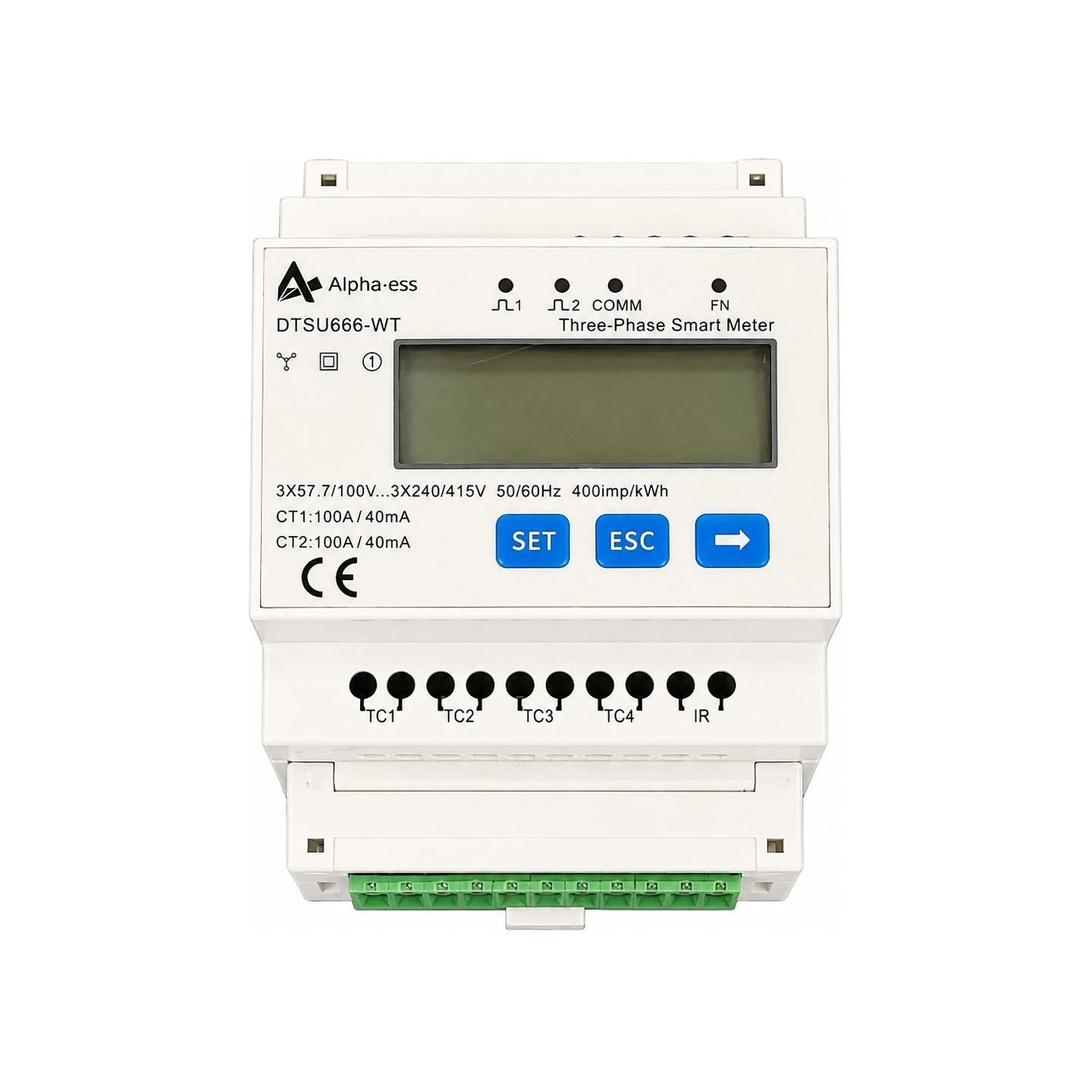 Alphaess DTSU666 3CT 400V with CT 100A with PLUG Guide rail, 4P, English Corum
