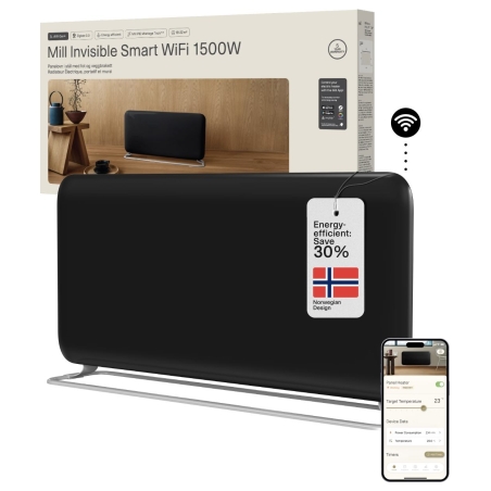 Mill Invisible Smart WiFi Panel heater Gen. 4 , 1500 W, For rooms 18-22 m², Black